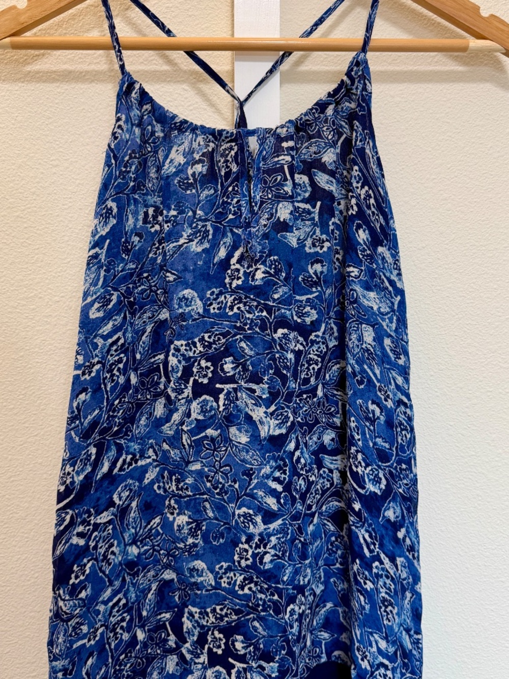 Lucky Brand Blue Floral Cross Back Tank Cami XS